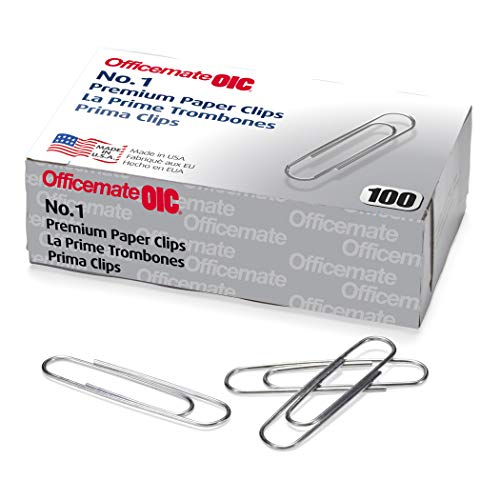 Officemate Premium #1 Paper Clips, 1,000 Paper Clips (10 Boxes Of 100 Each) (99916) , Silver #TOP4