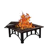 Grand Patio Fire Pits for Outside 35'' Wood Burning Square Marble Tile Tabletop Fire Tables for Pati