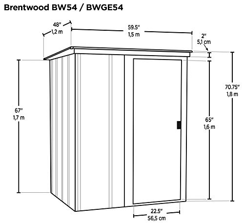 Arrow 5' x 4' Brentwood Steel Outdoor Storage Shed with Sloped Metal Roof,Neutral