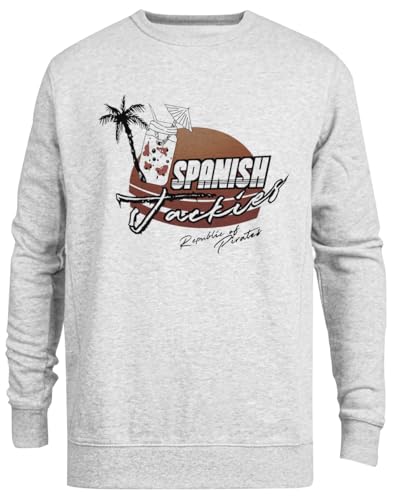 Pull ras du cou gris unisexe Spanish Jackies en coton confortable