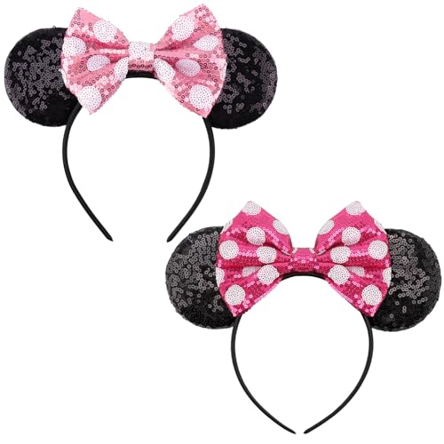 Image of DRESHOW Mouse Ears Bow Headbands Glitter Party Decoration Cosplay Costume for Women