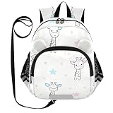 SyXIOP Cute Ears Toddler Day Zaino Guinzaglio Bambini Ragazzo/Ragazza Anti-Perso Book Bag Per La Scuola con Striscia Riflettente Semplice Linea Giraffa, Giraffa Simple Line, M, Casual