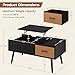 Yaheetech Lift Top Coffee Table for Living Room, Wooden Small Center Tables with Large Storage Shelf Drawer and Hidden Compartment Modern, Black