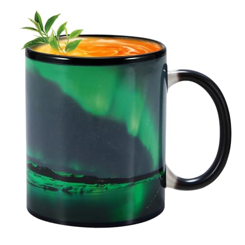 Taza sensible al calor - Taza de café de cerámica Cambio de color mágico | de té reactiva la temperatura | Cerámica con diseño de auroras boreales para niños, niñas, hombres y mujeres, artículo