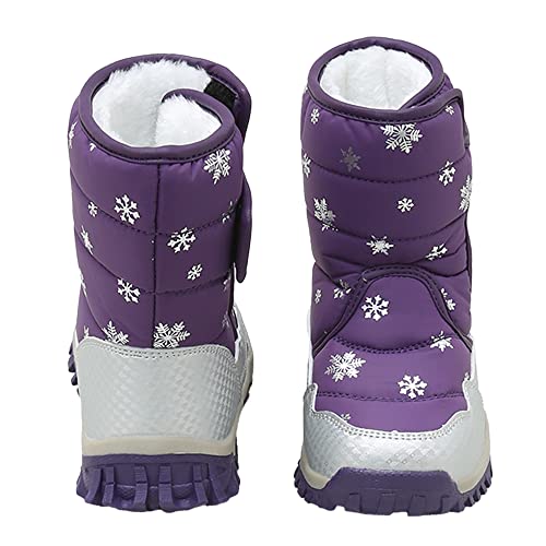 Image of Hopscotch Boys and Girls Cotton Printed Snow Boot in Purple Color