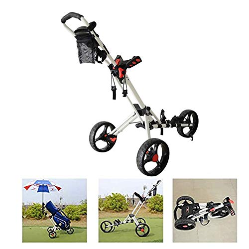 Carrito De Golf, Carrito De Tirón De Golf Plegable De 3 Ruedas Carrito De Golf Con Unidad De Asa, Porta Bebidas, Porta Bolas, Porta Paraguas, Portatarjetas Para Deportes De Viaje Al Aire Libre