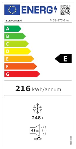 Telefunken Gefrierschrank groß | Tiefkühlschrank freistehend | 248 Liter Nutzinhalt - Ausreichend Platz | leise 41 dB | 4*-Gefrieren | Temperaturregelung | Freezer gross | F-GS-175-E-W weiß
