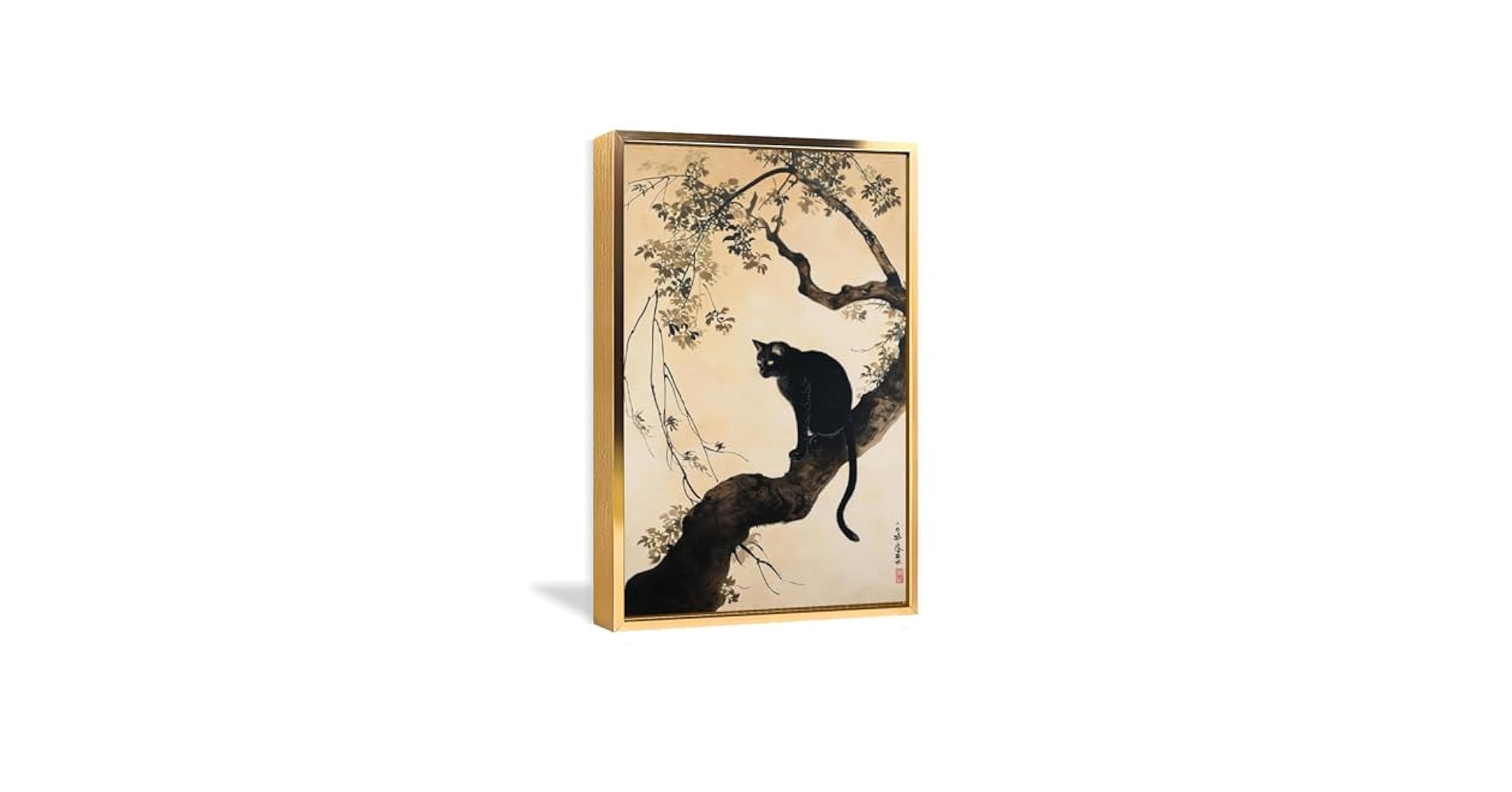 Amazon.co.jp: 絵画 枝に横たわる黒猫インテリア 絵画 かわいい