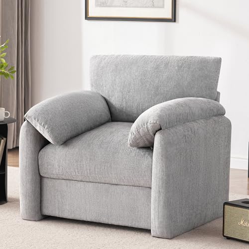 Sillón Chenille Plegable Gris miniatura 1