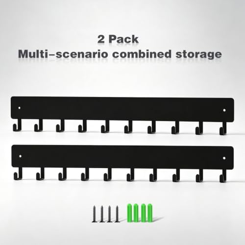 APCSXRB Key Holder Wall Mount,14in with 10 Hooks,Black Metal Key Hanger for Car Key Ring,Suitable for Entrances/Door/Living Rooms/Kitchen/Offices（2 Sets） by APCSXRB - Used condition - Image 7