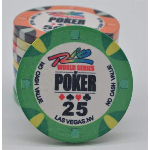 WSOP-World Series Ceramic Chips by Poker Replica Value 25 - Blister Pack of 25 Chips