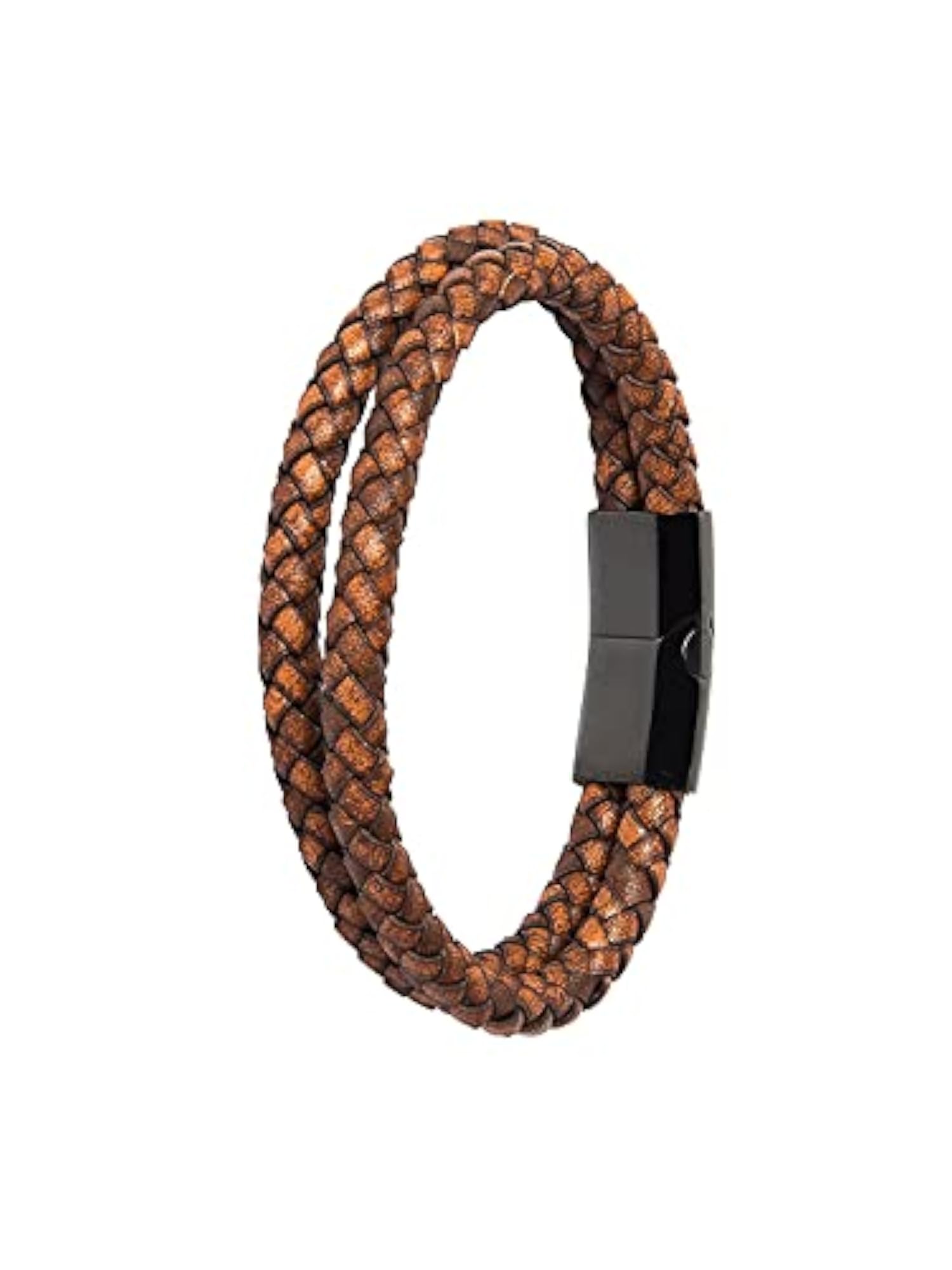 Braided Designer Stainless Steel and Leather Bracelet, Unisex
