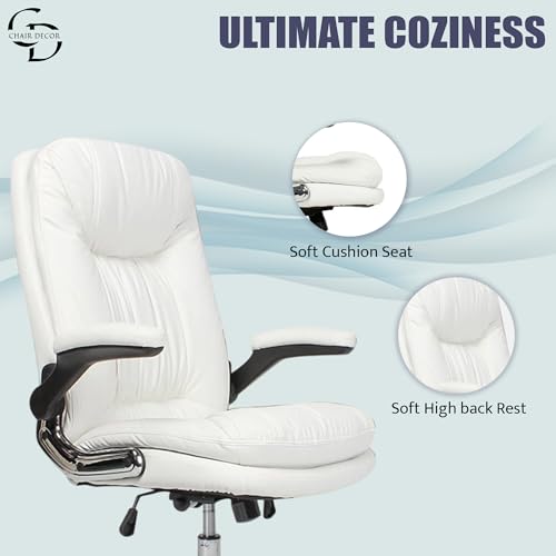 Image of ERGOLUX Premium Office Chair | Ergonomic High Back Boss Chair for Home Office, Home Office & Study | Height Adjustable Office Chair with Chrome Base | 1pc (White)