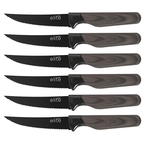 Gibson Soho Lounge 13 Piece Cutlery Set W/Acrylic Wood Block And Wood Soft Touch Handles #TOP5