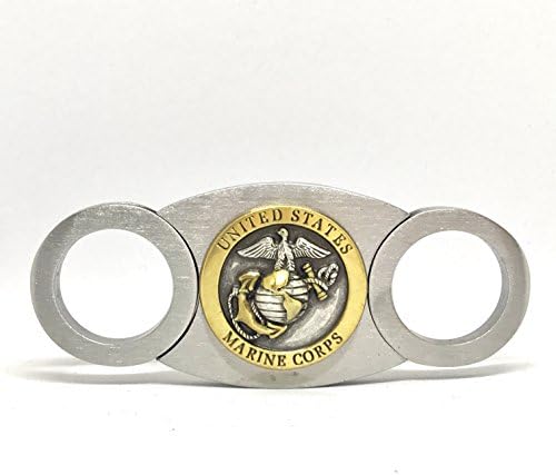 Cigar Cutters by Jim US Marines Cigar Cutter for Marine Corp, Self-Sharpening Double Guillotine Blades in Gift Box