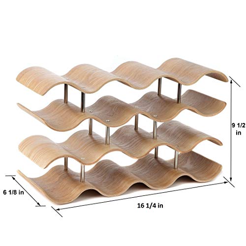 Lily's Home Countertop Wave Wine Rack, Wood, Elegant And Modern, Table Top Wine Storage (Oak, 14 Bottles) #TOP2