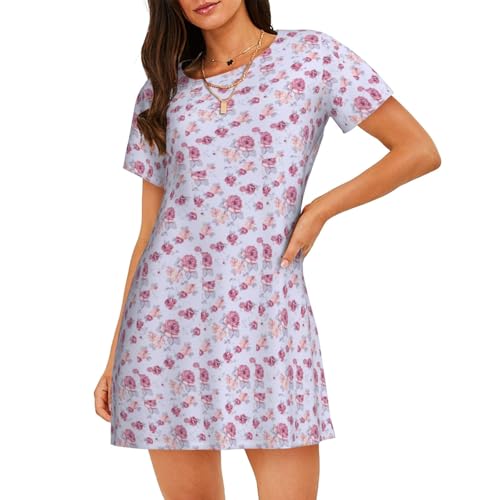 Chemise de nuit légère haut de gamme en motif roses rouges pour femme exigeante