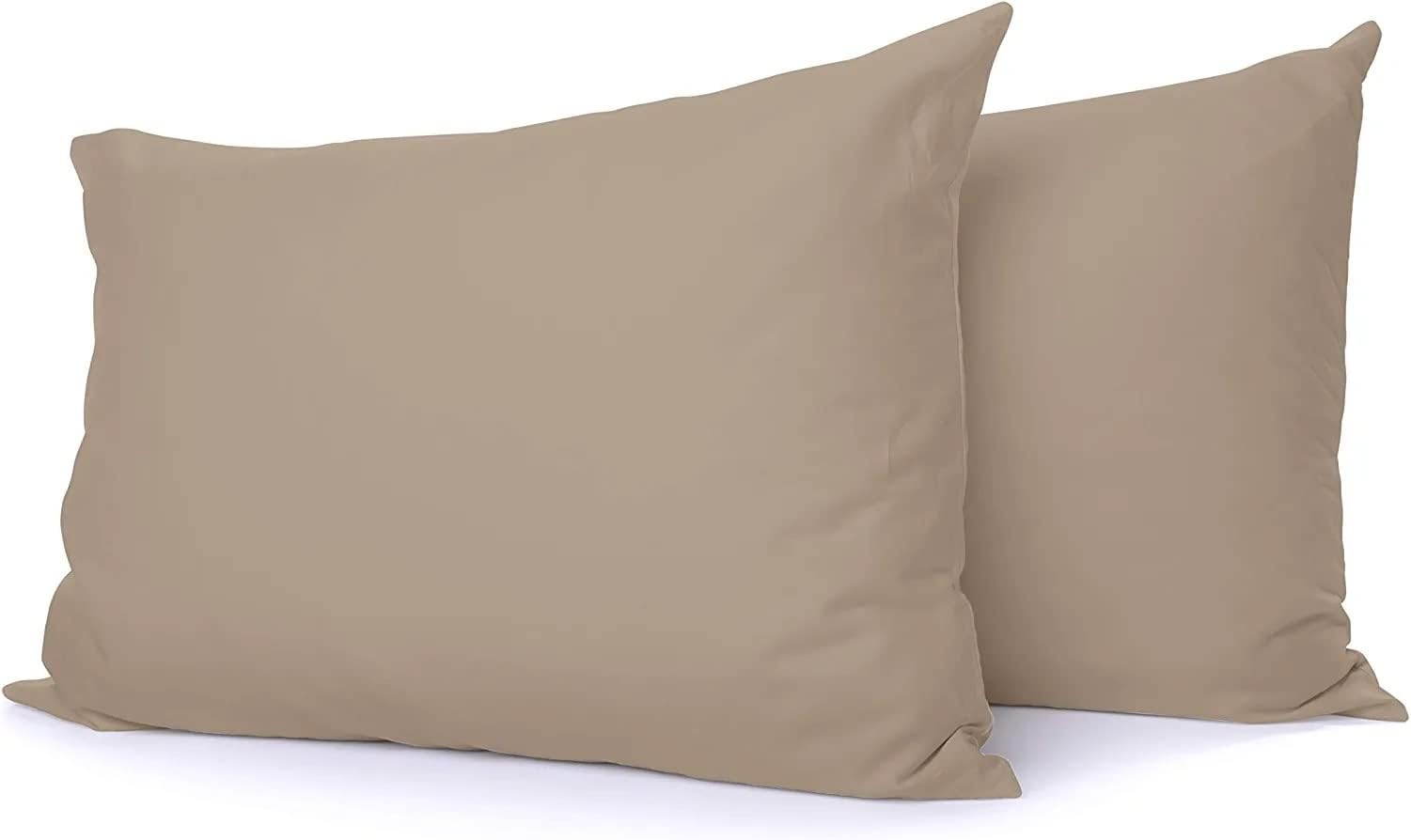 Comfort Beddings Premium Quality Pillowcases 100% Cotton Blend Housewife Taupe Extra Large Pillow Case Pair 22" x 31"