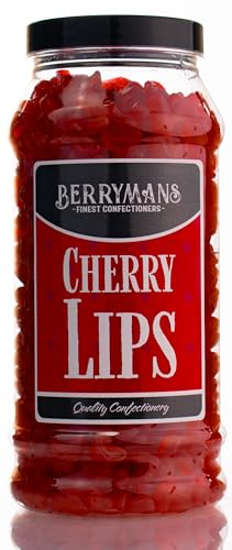 Original Cherry Lips Sweets Gift Jar By Berrymans Sweet Shop - Classic Sweets Traditional Taste.