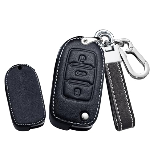 Étui de clé de voiture en cuir pour Volkswagen Golf Jetta Passat Tiguan 3 boutons