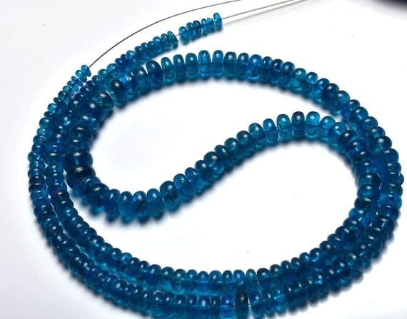 Perles apatite bleue néon véritable en rondelles lisses pour remplacer vos gemmes ternes