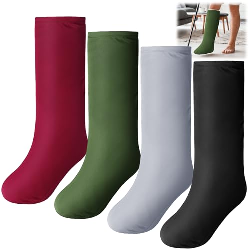 Shyyween 4 Pcs Leg Cast Cover Medium Short Cast Sock Cover Below the Knee Leg Sleeve for Foot Men Women Plaster Stocking Protective (Black Dark Gray Wine Red Army Green)