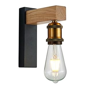 Applique Interieur, Martll Lampe Murale en bois E27 Vintage Rétro Intérieure Applique Murale pour le Couloir Maison de campagne Chambre Salon (A)