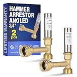 New Age America® AquaFlow 360™ Hammer Arrestor | 2pcs Angle Washing Machine | 3/4" Male GHT & 3/4" Swivel Female GHT | 304 Stainless Steel & Brass