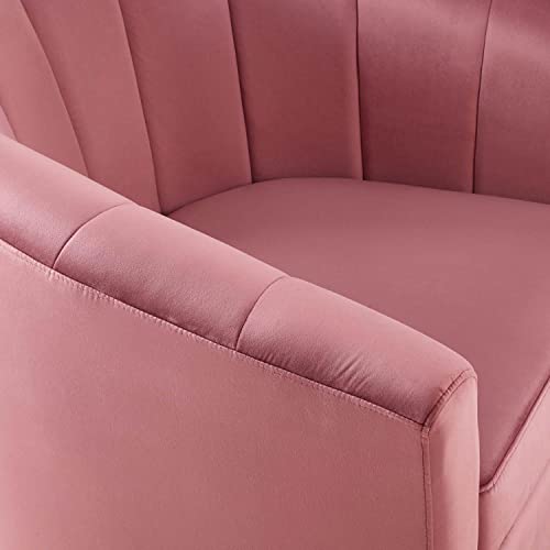 Modway Prospect Channel Tufted Performance Velvet Swivel Armchair In Dusty Rose #TOP5