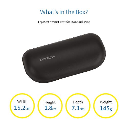 Image of Kensington ErgoSoft Wrist Rest for Standard Mouse, Black (K52802WW), 2.9 x 0.7 x 6 inches (Pack of 6)