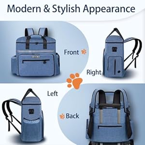   Dog-Travel-Bag-for-Supplies-27L-Large-Space-Pet-Organizer-Backpack-Airline-Approved-Dog-Weekend-Bag-with-Multi-Function-Pockets-for-Overnight-Camping-with-2-Food-Containers-2-Bowls-Blue