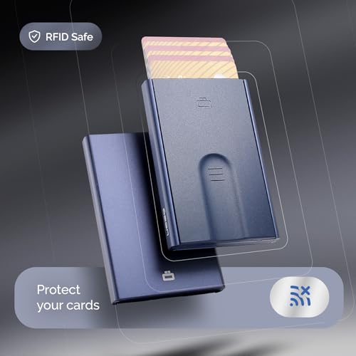 OGON Aluminum automatic card holder Slider - RFID Blocking – The original minimalist slim wallet for men and women - Up to 6 cards