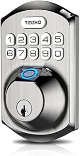 Fingerprint Door Lock - TEEHO Keyless Entry Door Lock with Keypad - Electronic Deadbolt Keyed Entry - Front Door Lock Sets - Combination Door Lock - Easy Installation - Satin Nickel