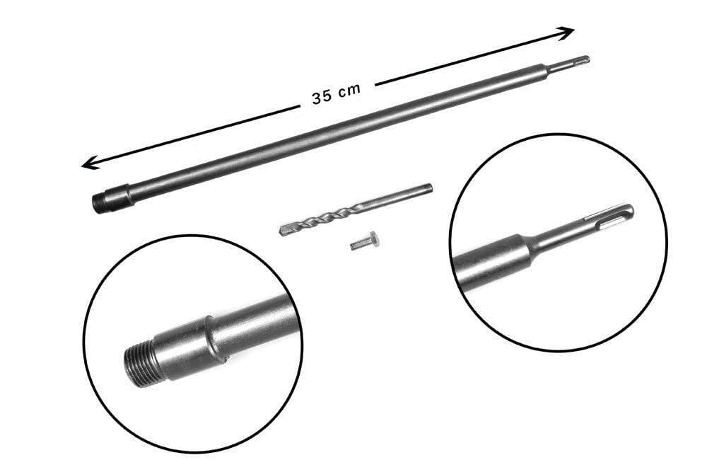 Asta per fresa a tazza con barra di prolunga e attacco SDS Plus da 35 cm in widia attacco su carotatrice a vite M22