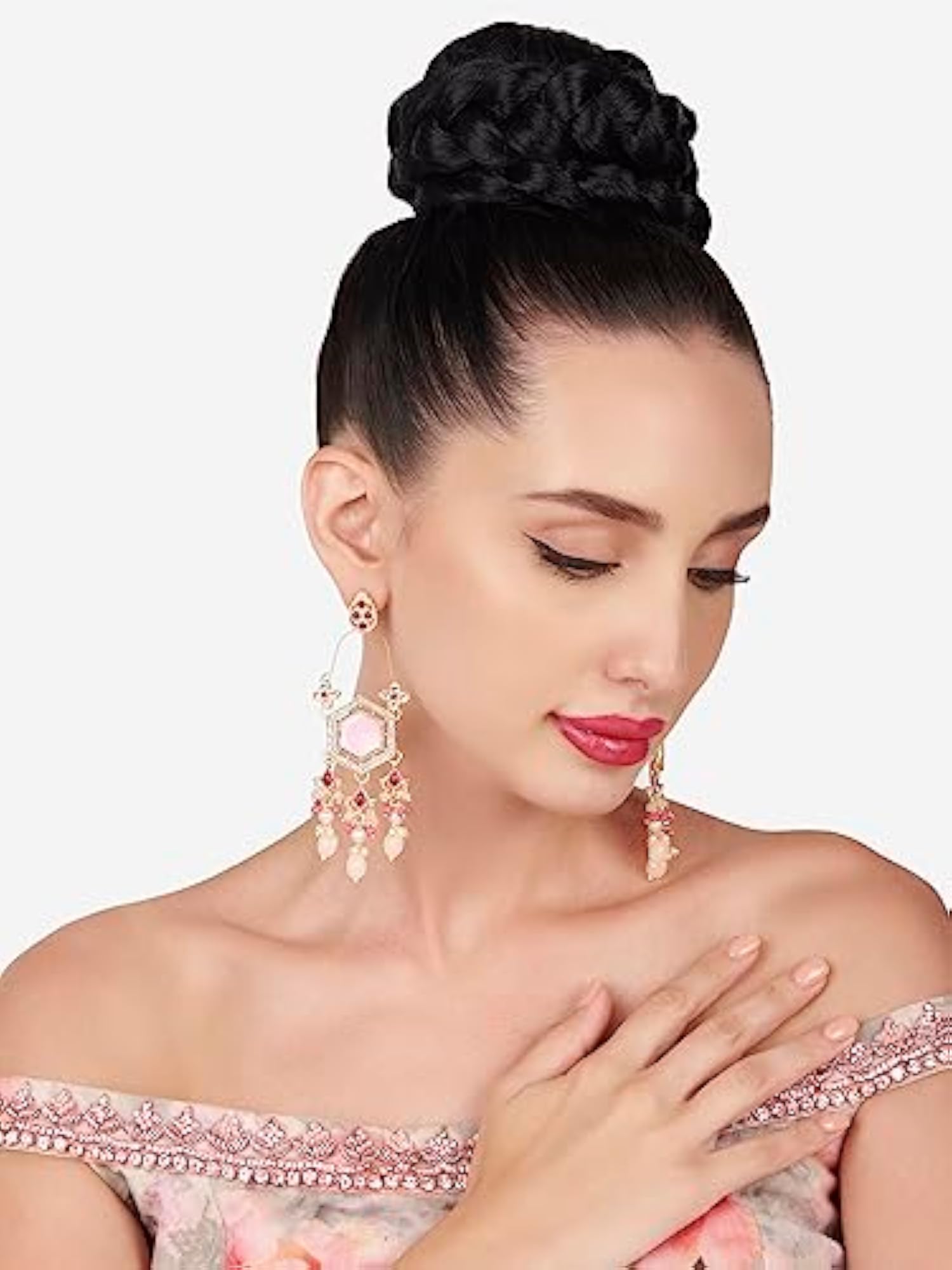 Kundan & Austrian Diamond Dangle Drop Earring Set-ZPFK16871