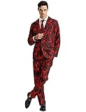 ACH Halloween Suit for Men Party Bloody Costume Adult in Different Prints 3PCS Ugly Funny Men’s Holiday Jacket Outfit Cosplay with Tie Pants Set S