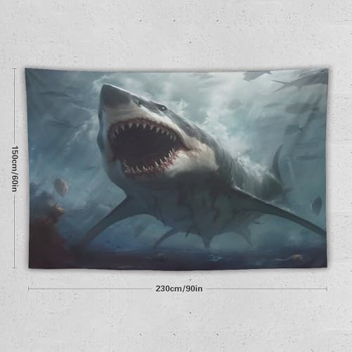 Tenture requin en impression 3D et tapisserie murale suspendue 150x230cm pour salon contemporain