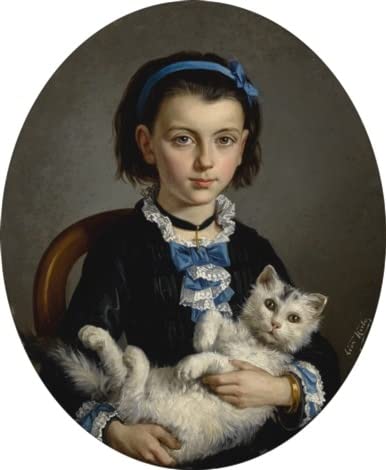 Tableau Jeune Fille avec Ruban Leon Herbo - Impression d'Art Vintage 60x90cm