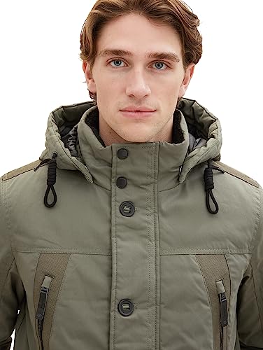 TOM TAILOR Herren 1037358 Coated Parka Jacke mit Abnehmbarer Kapuze, 32097-smokey Olive Green, XL – Ansicht 5