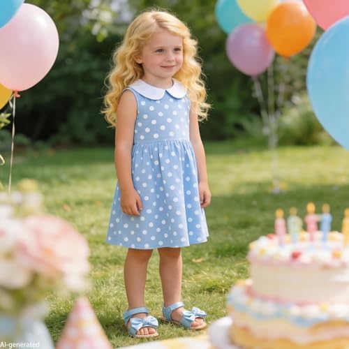 Image of ESTINE Toddler /Little Kid Girls Bow Open Toe Flat Evening Dress Sandals