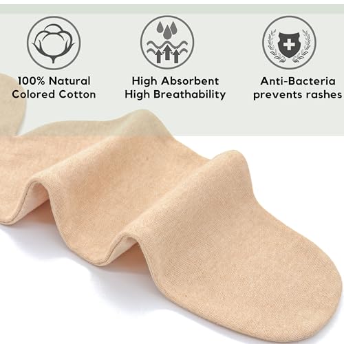 Cotton Bra Liner in Brown, Breast Sweat Wicking Pads, Natural-Colored-Cotton, 3PCS3