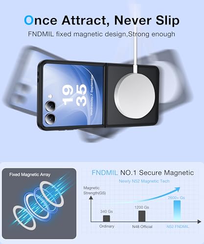 Image of NO.1 Magnetic for Samsung Galaxy Z Flip 7 Case Compatible with MagSafe [Military Grade Drop Tested][Translucent Matte][Anti-Fingerprint] Soft Silicone Bumper for Samsung Flip 7 Case Slim,Black