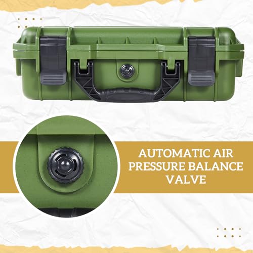 Image of Relaxweex 1 Pcs Waterproof Hard Case with DIY Customizable Foam Insert Portable Protective Case with Knife for Camera Drones Equipments Tools Test Instruments(Green,11.3 x 8.7 x 4.2 Inch)