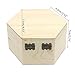 AVESON Plain Unfinished Box, Hexagon Unpainted Wooden Jewelry Box DIY Storage Chest Treasure Case (Side Length 2.5