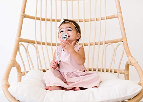 Image of Copper Pearl Premium Knit Pacifier Clips 3-Pack: Stylish Stainless Steel Holders for Baby Girls and Boys - Prevents Floor Drops - Bloom Design