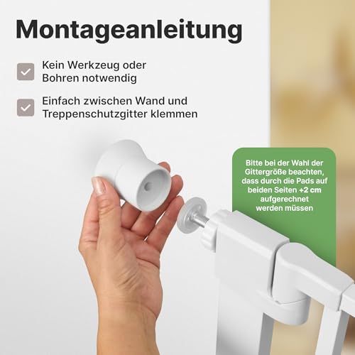 CHILDOO Wandschutzpads für Treppenschutzgitter ohne Bohren [inkl. Verlängerungsteilen, Anti-Rutsch] Elefantenfüße Babygitter Türschutzgitter Kindergitter Türgitter für Baby, Hunde | 2 Stück