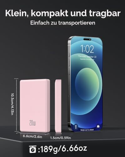 iPhone Powerbank für Magsafe, Dünn & Leicht 10000mAh Magnetische Power Bank – Ansicht 2