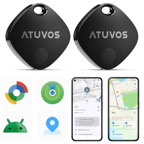 ATUVOS Dual System Air Tag Pro Tracker 2 pezzi Nero,
