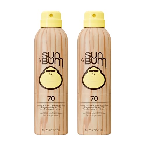 Sun Bum Original SPF 70 Sunscreen Body Spray - Broad Spectrum Moisturizing Sunscreen with Vitamin E - Hawaii 104 Act Compliant (Made without Octinoxate & Oxybenzone) - 6 oz (Pack of 2)