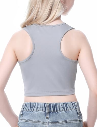 Image of EXARUS Girls Crop Tank Top Dance Hip Hop Outfits Cheer Cropped Top | Kids Tween Youth Summer Athletic Dance Convention Fitted Gymnastics Sleeveless Clothes